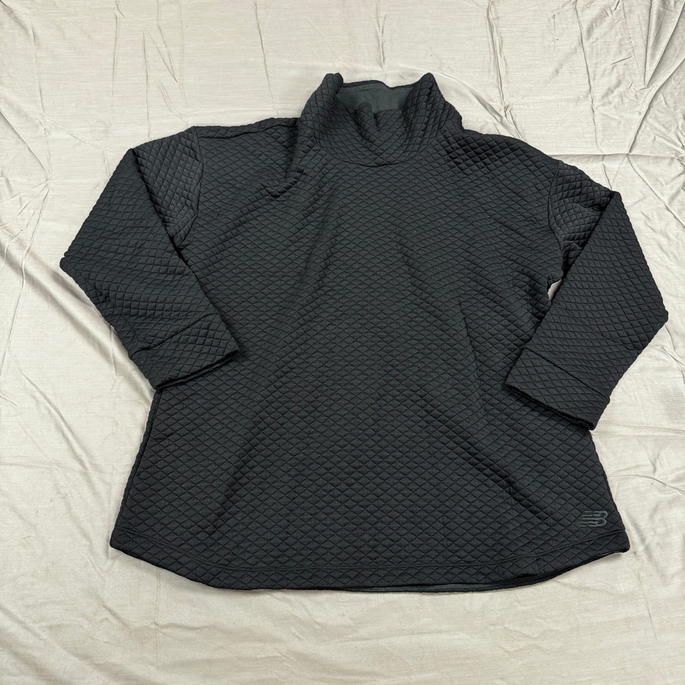 New Balance Heat Mens 2XL Black Quilted Funnel Neck Pullover Sweatshirt Active